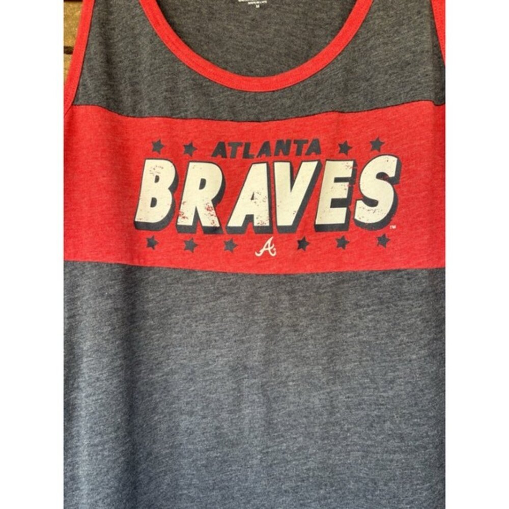 Atlanta Braves Muscle Shirt Adult Medium Red Gray Sleeveless Tank Top